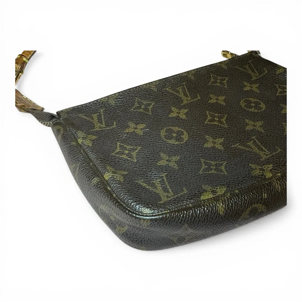 Louis Vuitton Pochette Accessoires Monogram Shoulder Bag Mini Brown Canvas